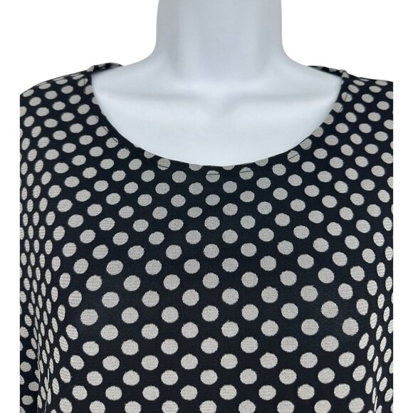 Chico's Black Cream Polka Dot Long Sheer Sleeve Blouse Size 2 US L - Picture 2 of 8